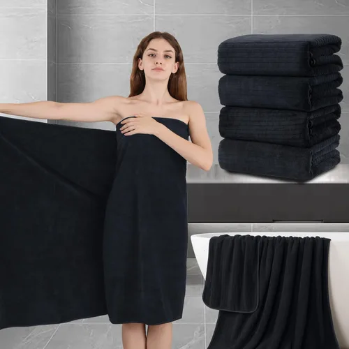 Vista 18 de Juego de toallas de baño de 8 piezas 2 toallas de baño grandes de gran tamaño, 2 toallas de mano y 4 paños Juego de toallas de baño ultrasuaves