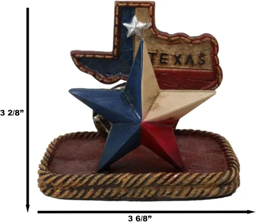 Vista 2 de Ebros Gift Rústico Western Star State of Texas mapa de herradura cuerdas trenzadas patriótico titular de tarjetas de visita figura organizador