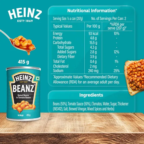 Vista 2 de Frijoles horneados Heinz en salsa de tomate rica, 14.64 oz / 415 g, pack de 6