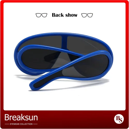 Vista 4 de Gafas de sol de moda con máscara ondulada para mujeres y hombres, de gran tamaño, color plateado, con escudo futurista, estilo de diseñador