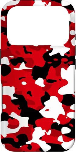 Vista 30 de iPhone 16 Negro + Blanco + Rojo Camuflaje Patrón Funda