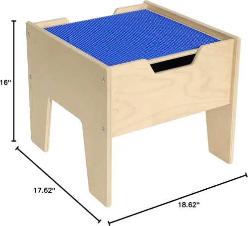 Vista 9 de Contender C991300-B - Mesa de actividades 2-N-1 con parte superior compatible con Lego azul para niños pequeños y preescolares