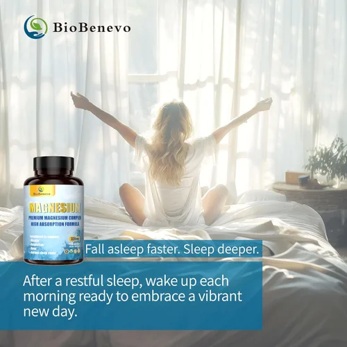 Vista 4 de Complejo de magnesio 5 en 1 320 mg de glicinato de magnesio, malato, citrato Apoyo para el sueño, la relajación muscular y el metabolismo