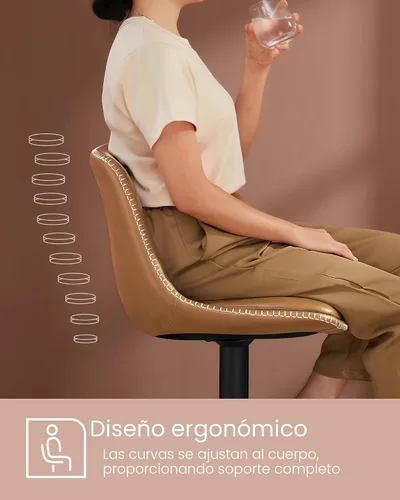 Vista 6 de VASAGLE Taburetes de bar, juego de 2 sillas de bar giratorias, altura ajustable, acolchado, taburetes de cocina de cuero sintético con respaldo