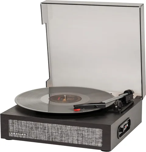 Vista 5 de Crosley CR6042A-BK Scout - Tocadiscos Bluetooth de 3 velocidades con altavoces integrados, color negro