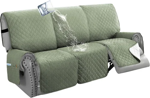 Vista 17 de H.VERSAILTEX Funda impermeable 100% impermeable para sofá biplaza reclinable de 2 piezas, protector de muebles suave y grueso con bolsillos lavables