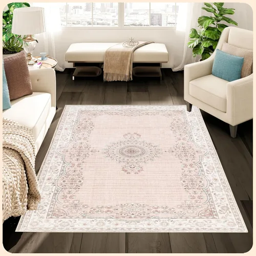 Vista 264 de Istana Alfombra larga antideslizante de 2.5 x 8 para el hogar, para pasillo y cocina, lavable, sedosa y suave al tacto, elegante, color azul y marfil
