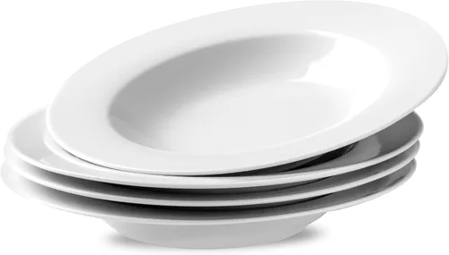 Vista 11 de Juego de 4 platos redondos de 10.5 pulgadas, platos de cerámica blanca para cena, ensalada, aperitivo y postre, microondas, vajilla apta