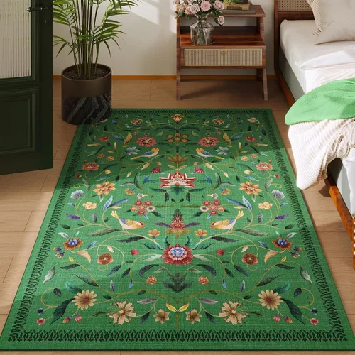 Vista 40 de Alfombra de entrada vintage con medallón floral de 2 x 3 pulgadas, lavable a máquina, alfombra de entrada de pelo bajo, suave, pequeña, alfombra
