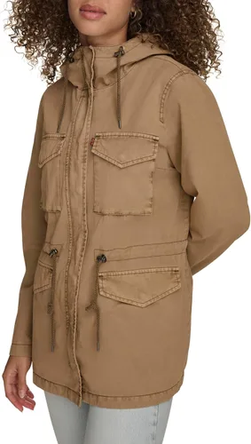 Vista 5 de Levi's Women's Four Pocket Hooded Military Jacket Algodón Camel