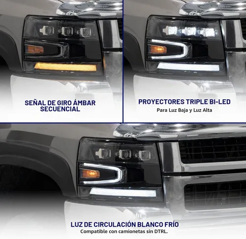 Vista 3 de Form Lighting Faros Delanteros Proyectores LED Secuenciales compatibles con Chevrolet Silverado 2007-2013 (par)