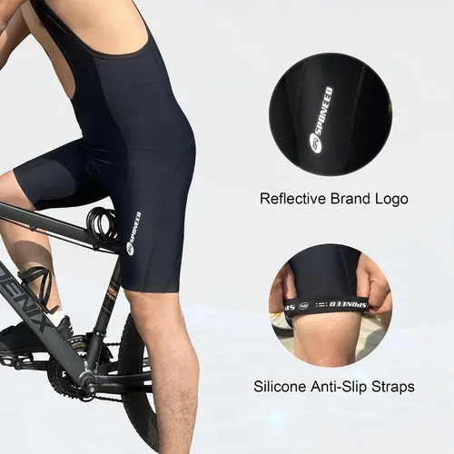 Vista 6 de sponeed Pantalones cortos de ciclismo para hombre, con relleno transpirable, UPF 50+