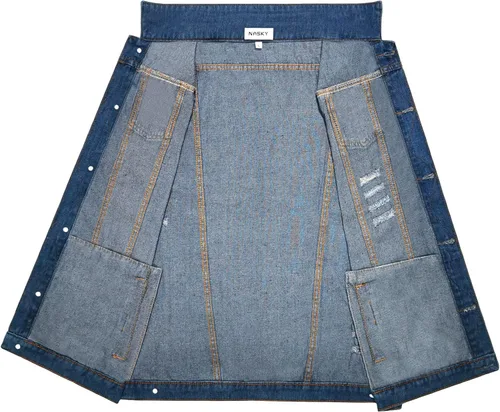 Vista 6 de NASKY Chaleco de mezclilla retro rasgado, sin mangas, chaleco y chaqueta de mezclilla