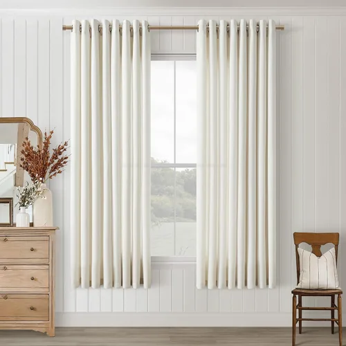 Vista 49 de Cortinas de avena con ojales DUKIYO de 96 pulgadas de largo para sala de estar, comedor, juego de 2 paneles, cortinas de arena y beige