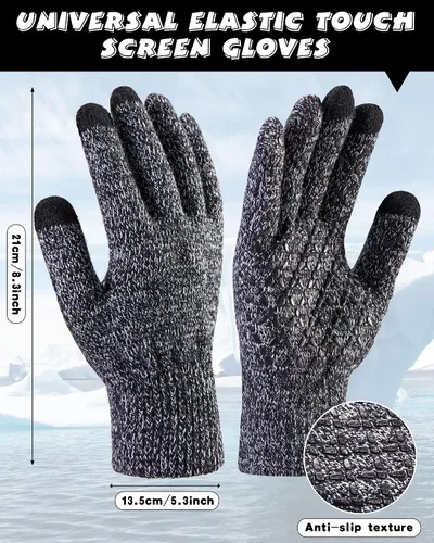 Vista 2 de 8 piezas de gorro de invierno, bufanda, guantes de pantalla táctil y juego de calcetines de punto holgado, gorro de calavera con forro polar