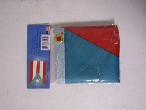 Vista 3 de Bandera de Puerto Rico azul claro de 3 x 5 pies 3 x 5 pies con ojales de latón, doble costura, resistente a la decoloración, calidad premium