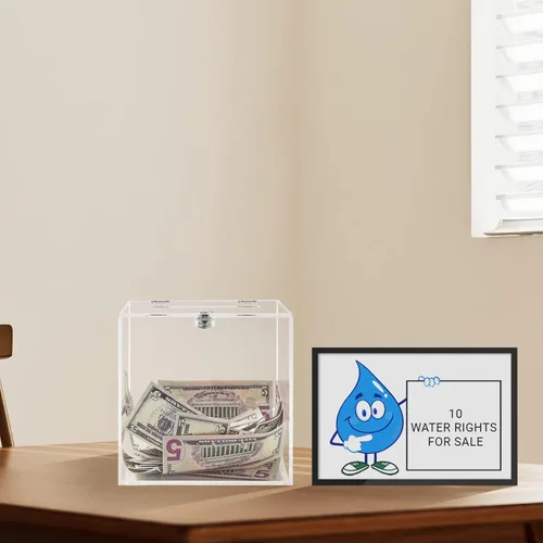 Vista 2 de CiaoHER Caja de donación acrílica de 6 x 6 x 6 pulgadas, caja de sugerencias de boleta para almacenamiento de dinero para votación, caridad, boleta