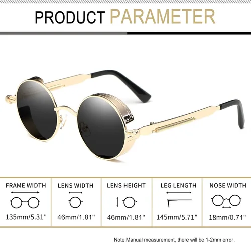 Vista 3 de Gafas de sol Joopin polarizadas, estilo Lennon, redondas, gafas de sol estilo hippy redondas para mujer y hombre