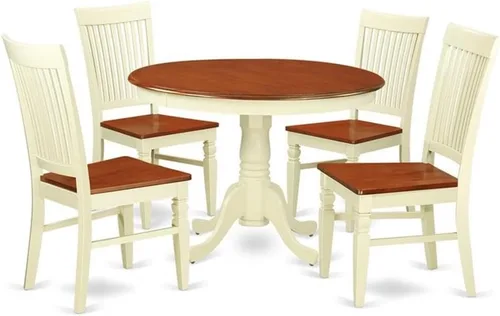 Vista 10 de East West Furniture HLWE3-BCH-W Juego de comedor, 3 piezas