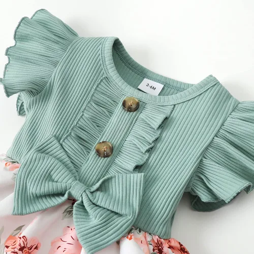 Vista 8 de Vestido de niña recién nacida, floral, manga con volantes, casual, vestido de playa, vestido de princesa con falda de princesa, vestidos de verano