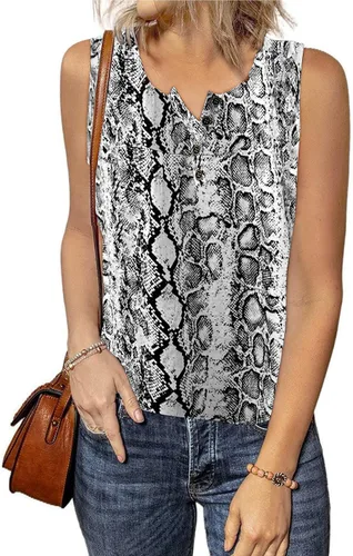Vista 2 de LuckyMore Blusas sin mangas con cuello en V para mujer, estilo casual, plisadas, túnica sin mangas