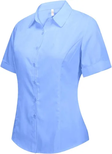 Vista 8 de Double Plus Open Camisa Básica de Algodón Elástico con Manga Corta para Mujer
