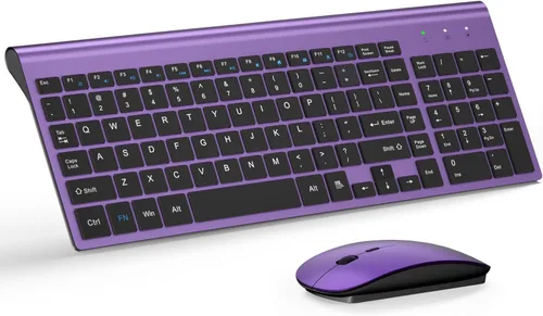 Vista 9 de Combo de teclado y mouse inalámbrico ultradelgado, TopMate 2.4G, mouse USB compacto silencioso de 2400DPI y teclado de interruptor de tijera