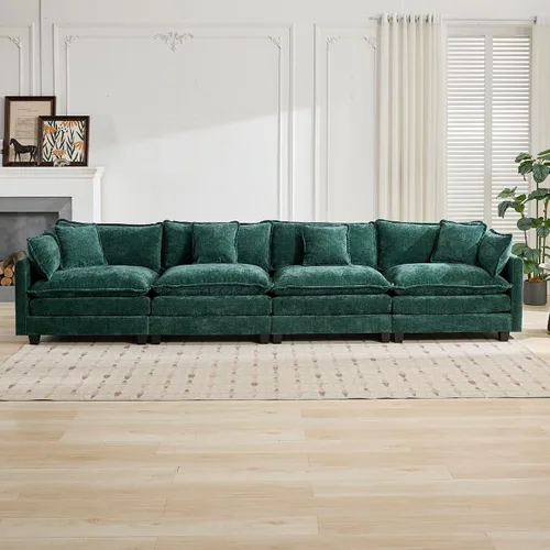 Vista 21 de Modular Sectional Couches Sofa, 4-Seat Cloud Couch with Double Layer Upholstered Seat Cushion, Breathable Chenille Fabric, for Living Room Bedroom