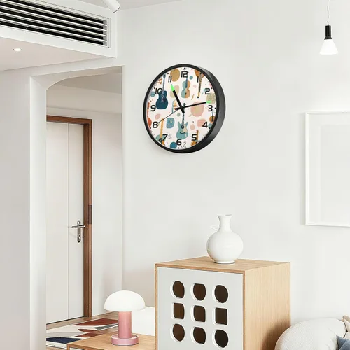 Vista 5 de Reloj de pared analógico retro de 12 pulgadas, funciona con pilas con luces LED para sala de estar, dormitorio, cocina, oficina, decoración, batería