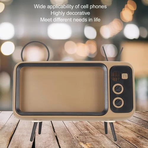 Vista 5 de ZJchao Soporte de teléfono retro para TV, estilo TV, soporte de teléfono retro para arañazos, decorativo, soporte para teléfono móvil de escritorio