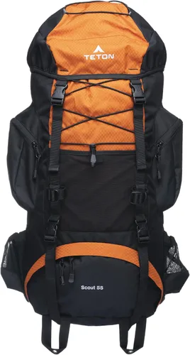 Vista 13 de Teton 55L Scout Internal Frame Backpack for Hiking, Camping, Backpacking, Travel, Rain Cover Included, Olive Oliva