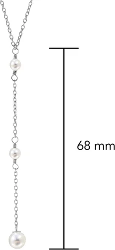 Vista 3 de Collar Lariat de plata de ley 925 de perlas de imitación blancas con gota en Y de moda, Metal, no conocido