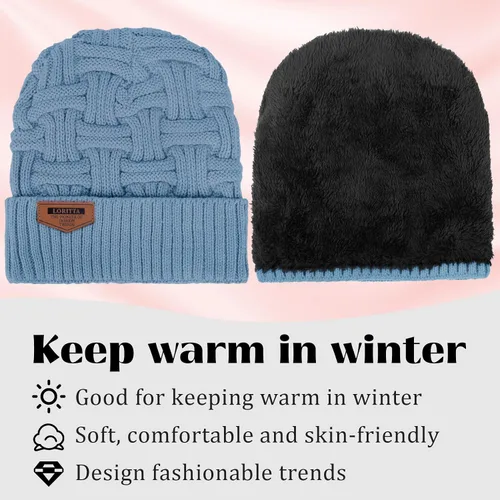 Vista 114 de Loritta Gorro de invierno cálido de punto grueso y holgado para hombre