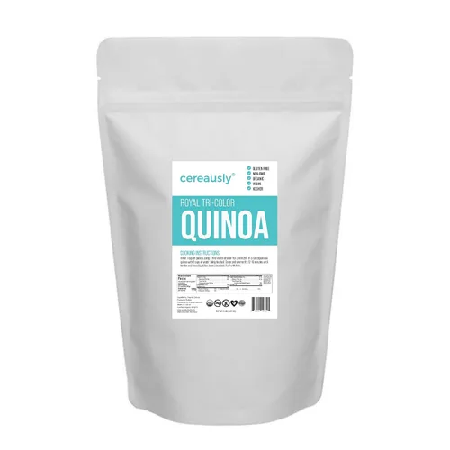 Vista 3 de CEREAUSLY Quinoa tricolor orgánica a granel 4 libras Restaurantes Venta al por mayor boliviana Royal Sin OMG Kosher Sin gluten