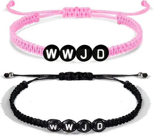 Vista 64 de Long tiantian WWJD - Pulsera con texto en inglés «What Would Jesus Do», pulseras WWJD para mujeres, pulseras W.W.J.D para hombres, joyería