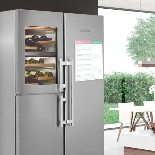 Vista 7 de Almohadilla magnética para planificación de comidas para refrigerador, almohadilla de planificación de comidas de 10 x 7 pulgadas con lista