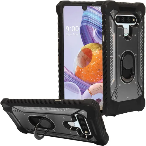 Vista 9 de Para LG Stylo 6 LM-Q730 (2020) - Funda híbrida con soporte de anillo - RS2 Negro