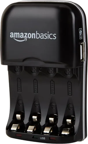 Vista 6 de Amazon Basics - Paquete de 12 pilas recargables AAA de 800 mAh con juego de cargador de batería rápido de 4 horas, protección de sobrecarga