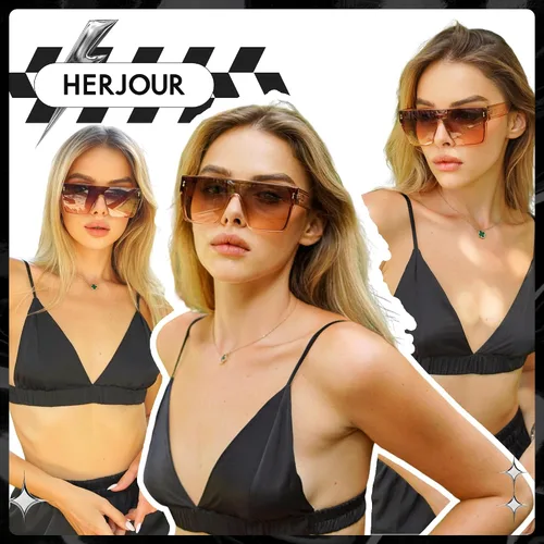 Vista 2 de Allarallvr Gafas de sol cuadradas de moda de gran tamaño para mujeres hombres rectángulo moda gafas de sol AR82128