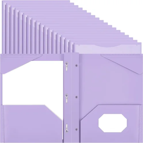 Vista 8 de Henoyso 48 carpetas de plástico con bolsillo frontal transparente y 3 puntas, carpetas de plástico resistente con ranura para tarjetas, carpetas