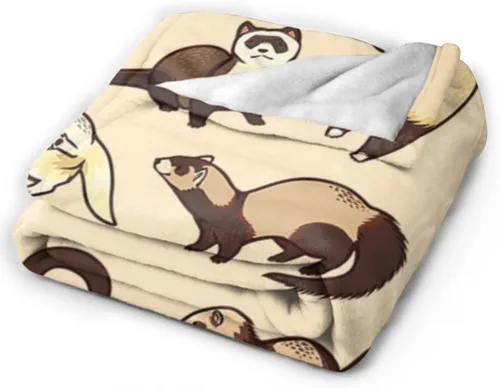 Vista 6 de Manta de viaje novedosa de hurón peludo, manta de microforro polar ultrasuave, manta de viaje grande para adultos, niños, mujeres, adolescentes