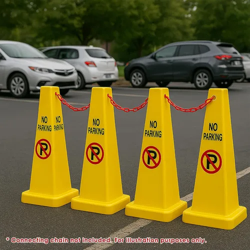 Vista 3 de Electriduct Cono de tráfico de cuatro caras sin señal de estacionamiento piso de pie amarillo
