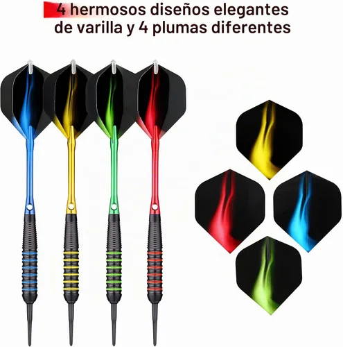 Vista 6 de centaur Juego de 12 dardos de punta suave, juego profesional de 18 gramos con punta de plástico y 4 colores de cañas de aluminio premium, 100 puntas