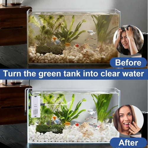 Vista 6 de Filtro de acuario de 132 GPH 4-en-1, filtros de tanque de peces de 10-40 galones para filtración y oxigenación, filtro para tanque de peces