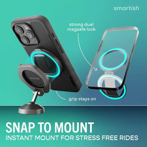 Vista 5 de Smartish® MagSafe Grip Kickstand - Quickstand - Agarre Magnético para Teléfono Celular con Anillo para Dedo, Relleno de Calcetín Navideño - Soporte