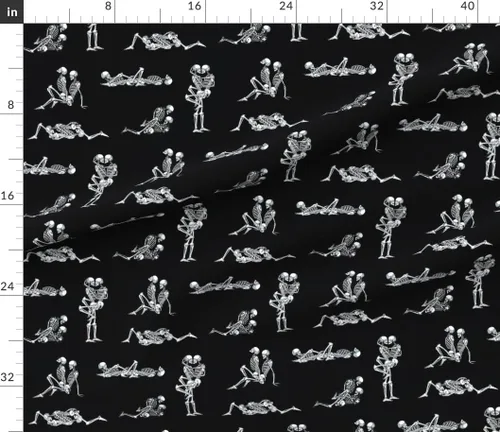 Vista 3 de Spoonflower Tela esqueleto Halloween Bone Love on Petal Signature Cotton