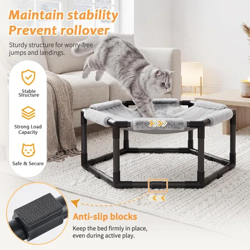 Vista 4 de Hamaca elevada para gatos, silla de salón hexagonal elevada para gatos