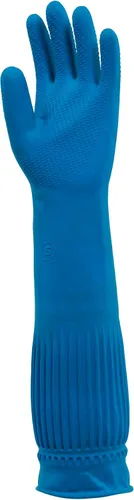 Vista 2 de ETERNA Guantes extra largos, guantes para limpieza de lavandería, cocina y hogar, efecto cepillo en los dedos, longitud más larga con funda