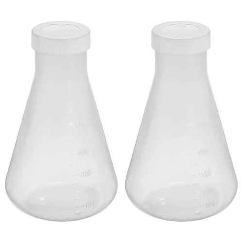 Vista 8 de PATIKIL Erlenmeyer - Frasco de plástico de 1.7 fl oz con tapas de rosca, paquete de 2 frascos cónicos de boca estrecha para laboratorio, transparente