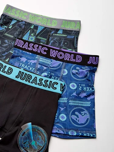Vista 2 de Universal Nutrition Boys' Big 3-Pack Jurassic World Athletic Boxer Brief Underwear